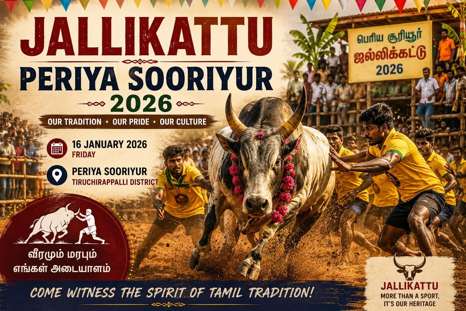 Jallikattu – Periya Sooriyur 2026 - Traditional Sport event in Trichy, Tamil Nadu